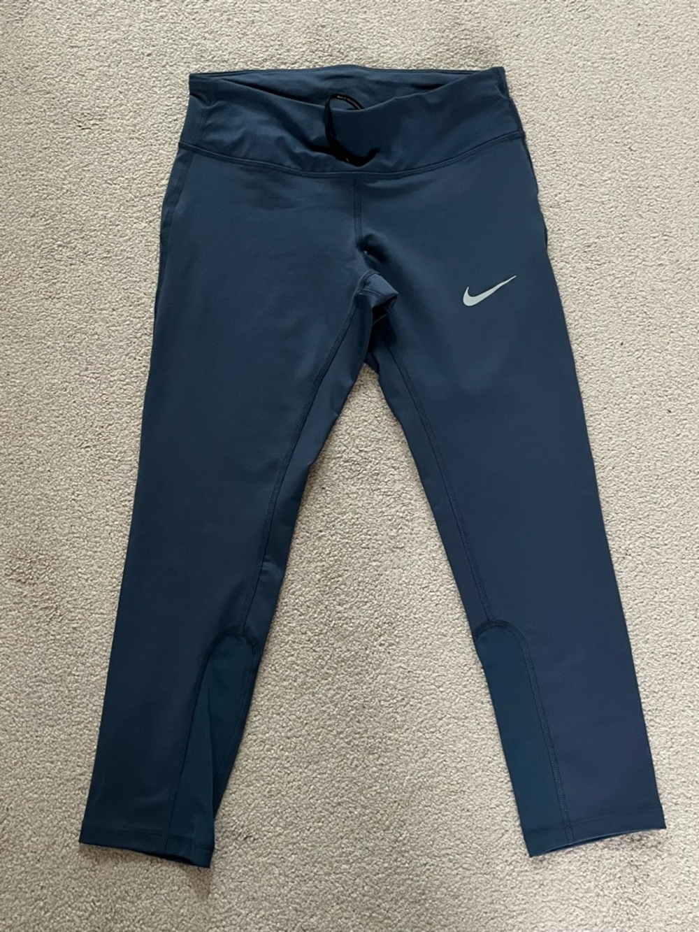Nike Navy Blue Performance Leggings with Reflective Swoosh- Excellent Condition